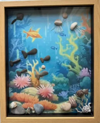 Cuadro Arte " O PEBBLE ART" , arte con piedras.