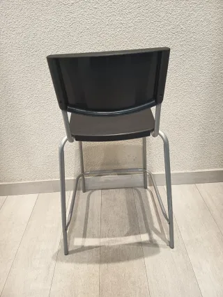 Taburetes negros y plateados