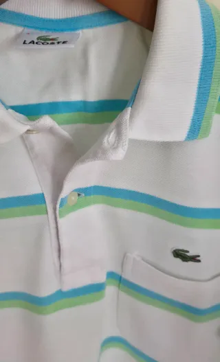 Polo Lacoste Rayas Verdes y Azules