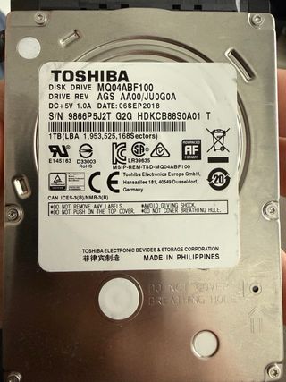 Disco Duro Toshiba 1TB para Portátil