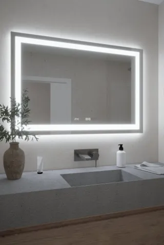 Espejo luz LED con antivaho, tácti,Bluetooth,reloj