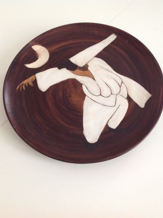 Piatto decorativo DIPINTO Pulcinella e la Luna