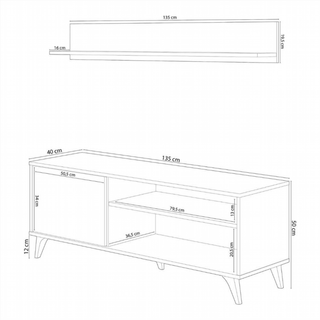 Mesa Tv 135 Cm 1 Puerta 1 Estante. Roble Canadian