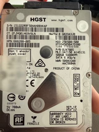 Disco Duro HGST 500GB Portátil SATA