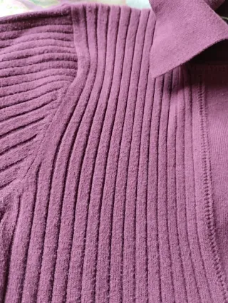 Jersey canalé cuello polo manga larga