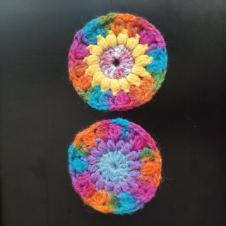 2 Posavasos/Parches Ganchillo Flor Multicolor