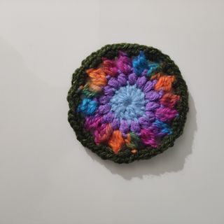 2 Posavasos/Parches Ganchillo Flor Multicolor