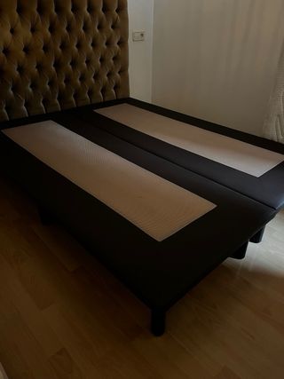 Base tapizada polipiel marrón 150 cm