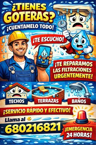 Reparacion de tejados, goteras, impermeabilización