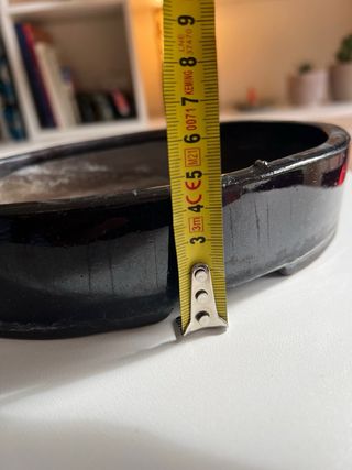 Maceta bonsai ovalada negra esmaltada