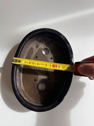 Maceta bonsai ovalada negra esmaltada