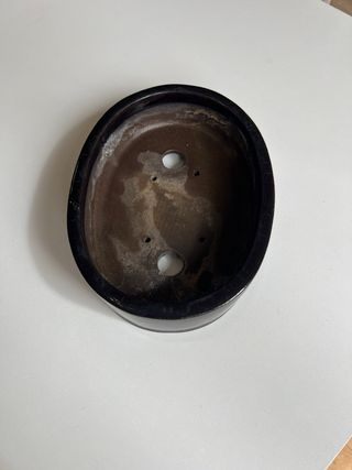 Maceta bonsai ovalada negra esmaltada