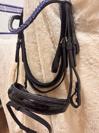 Cabezada Brida Trabajo con Cristales Azules