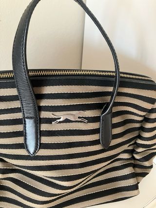 Bolso Bimba y Lola rayas beige y negro