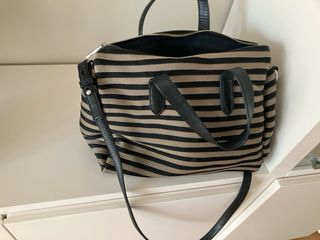 Bolso Bimba y Lola rayas beige y negro