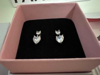 Orecchini Pandora Double Heart Sparkling Stud