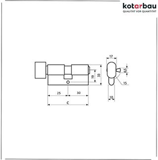 Cilindro de cerradura 25/30 Latón con 3 llaves