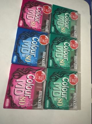 Lote 6 Discos MiniDisc Maxell Colour MD 80