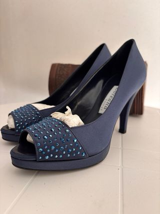 Scarpe Loriana eleganti blu con strass