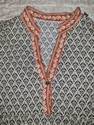 Túnica mujer beige y multicolor