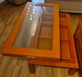 Mesa de centro madera y cristal 115cm