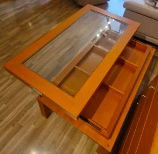 Mesa de centro madera y cristal 115cm
