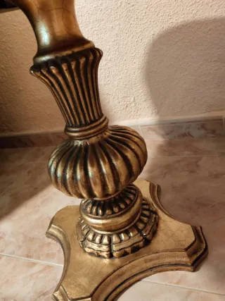 Mesa auxiliar antigua madera y mármol