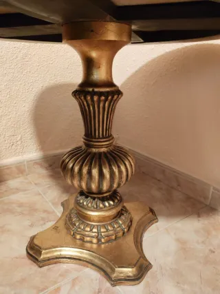 Mesa auxiliar antigua madera y mármol