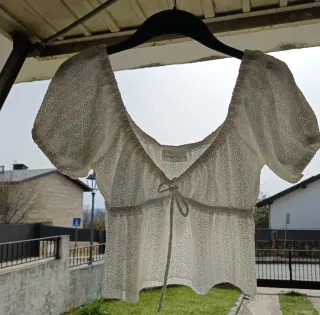 Blusa corta Lefties calada blanca Talla S