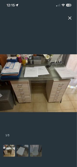 2 Cajoneras metálica blancas con ruedas