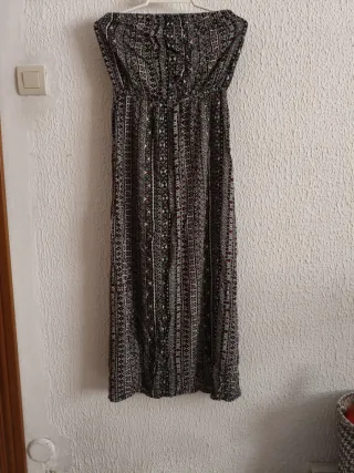 Vestido largo estampado sin tirantes