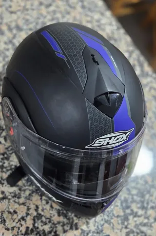 Casco Moto SHIRO Negro/Azul Como Nuevo