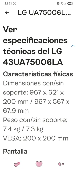 LG 43UA75006LA Smart TV UHD AI