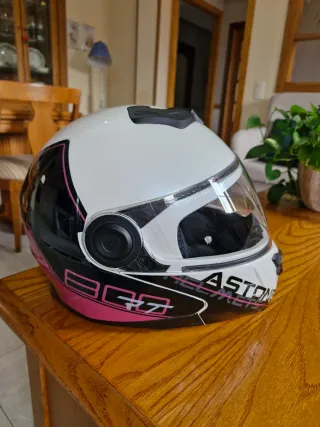Casco Moto Integral ASTONE Blanco Rosa