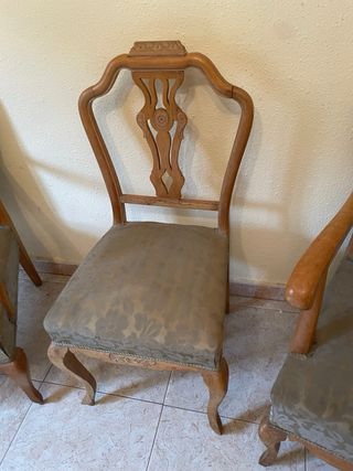 Set 3 Sillas Antiguas Tapizadas