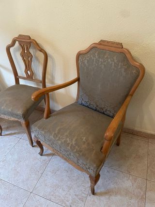 Set 3 Sillas Antiguas Tapizadas