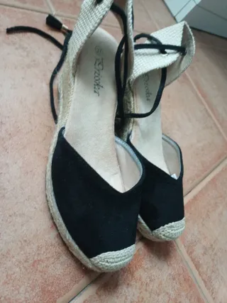 Zapatos esparto mujer negros y beige