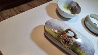 Juego tocador cerámica antiguo pintado