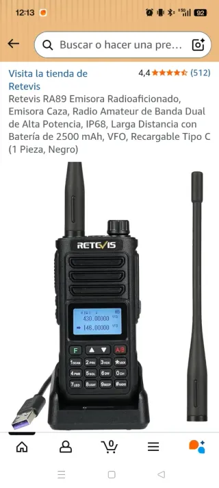 Emisora walky Retevis VHF Caza