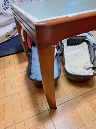 Mesa extensible madera y cristal