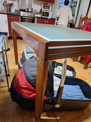 Mesa extensible madera y cristal