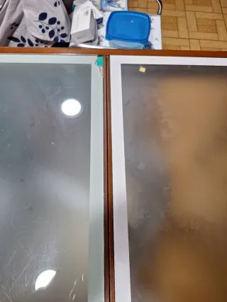 Mesa extensible madera y cristal