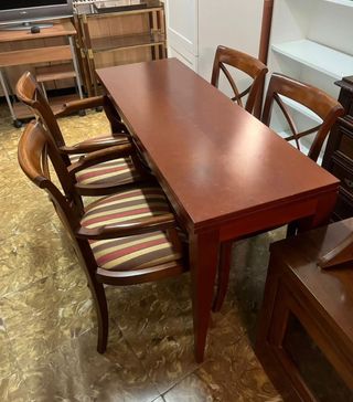 Mesa plegable madera + 4 sillas