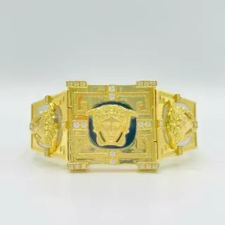 BRAZALETE PEQ. CUADRADO MEDUSA ONIX CIRCON. Oro18k