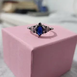Anillo Plata 925 con Circonitas Azul