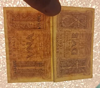 24#. Banconote 1 e 2 Lire.