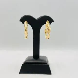 PENDIENTES ARO GRECA. Oro 18k. Peso: 5.27gr, Largo