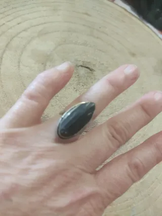 Anello Argento 925 Tormalina Nera Grezza