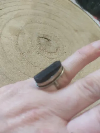 Anello Argento 925 Tormalina Nera Grezza