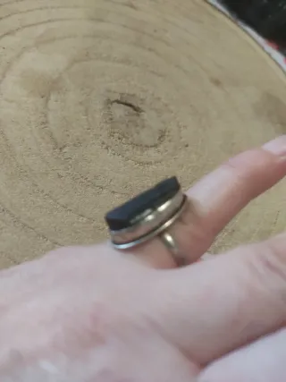 Anello Argento 925 Tormalina Nera Grezza